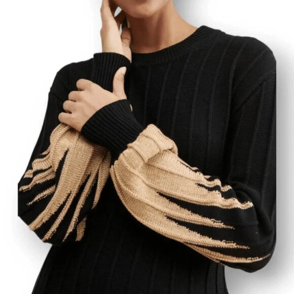 NWT Anthropologie Callahan Revolve Ribbed Melli Sweater Dress Black Gold Size XS - Picture 4 of 8